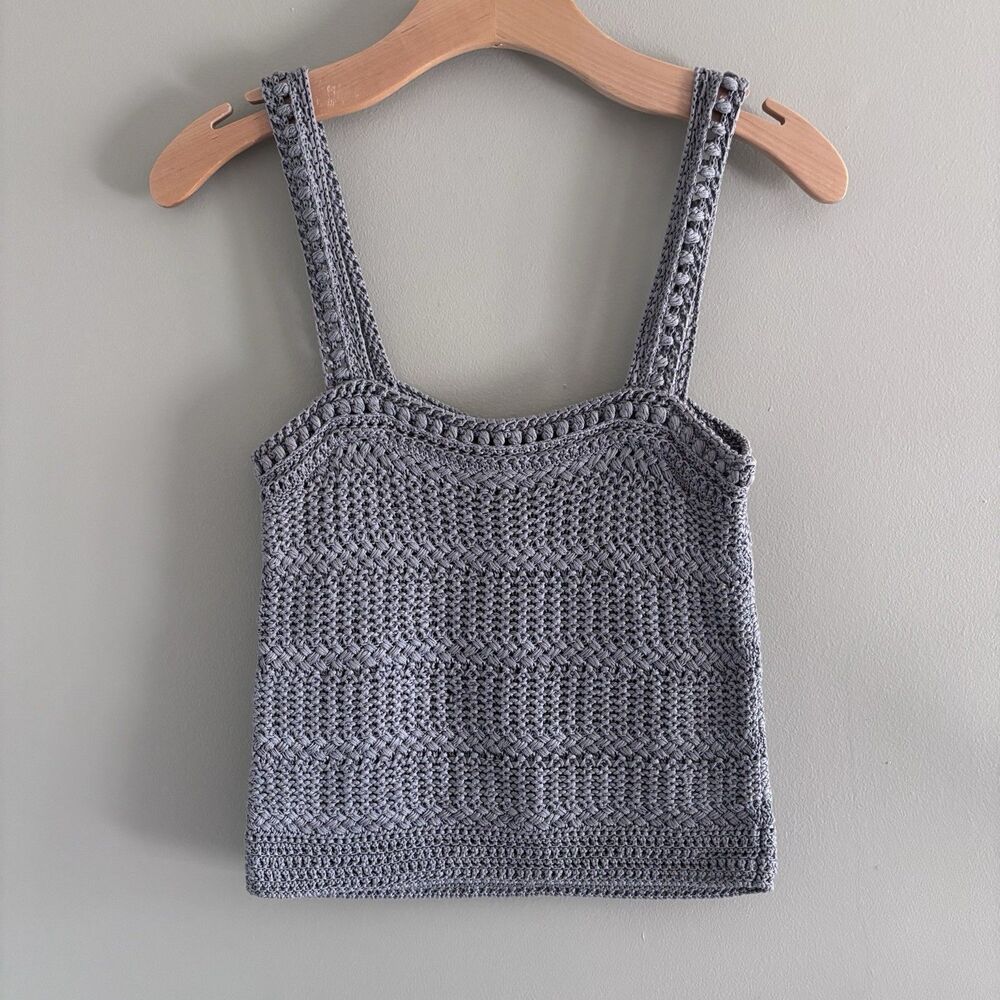VINCE Tank Top Womens Sz XS Crochet Camisole Square Neck $245 Boho Minimalist